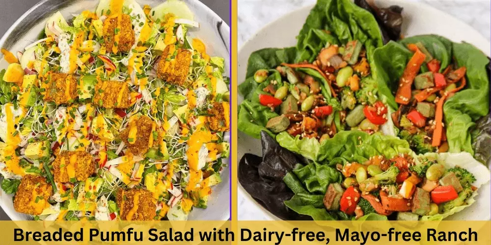 Breaded Pumfu Salad with Dairy-free, Mayo-free Ranch