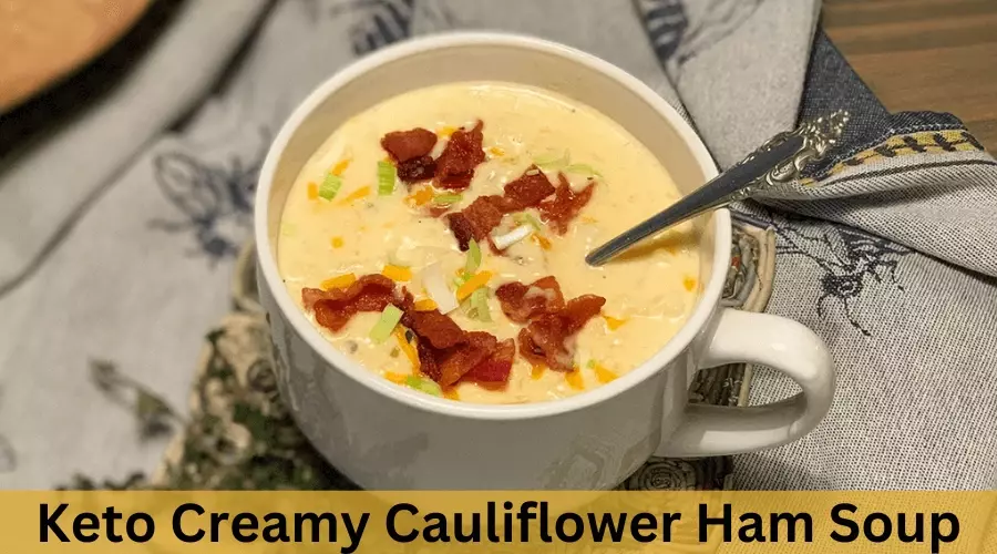 Keto Creamy Cauliflower Ham Soup